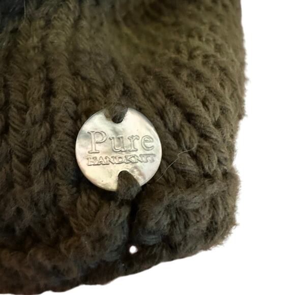 Pure Handknit Long Sleeve Cozy Cardigan Olive Green 1X With Eclectic Buttons - Picture 7 of 12